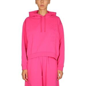 MCQ Women's Cropped Hoodie with Embossed Logo Women FUCHSIA Sweaters & Knitwear